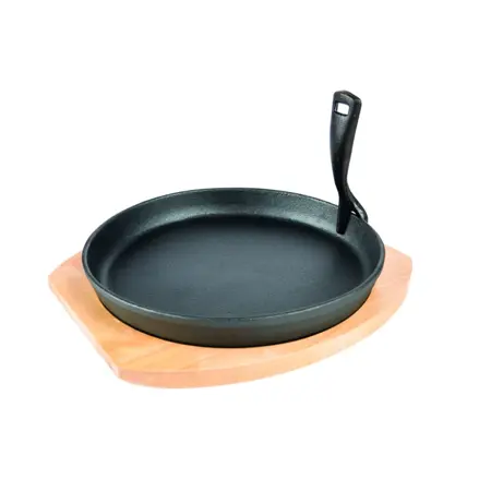 Grill Guru Cast Iron Cooking Plate & Holder