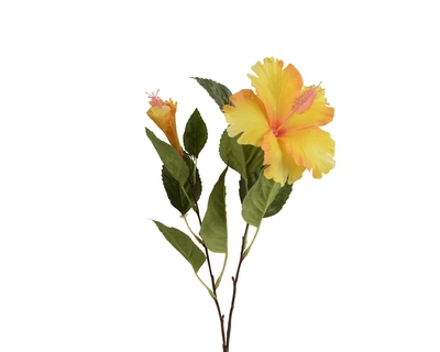 Hibiscus Polyester Yellow  H.60Cm