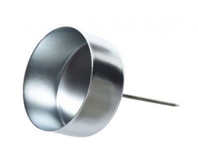 Iron Tealightholder On Pin Silver Dia4.2X7.5Cm