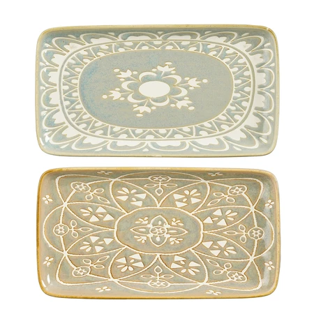 Isa Plate L. Grey L. Green 2 Assorted - L24Xw13Xh2Cm