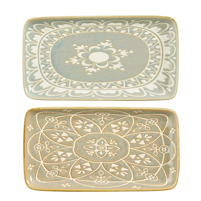 Isa Plate L. Grey L. Green 2 Assorted - L24Xw13Xh2Cm