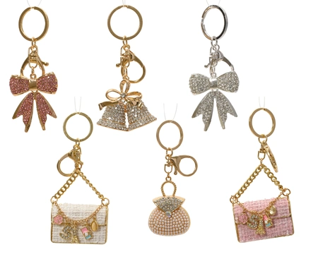 Keyring Alloy Acrylic Strass Asst. H.11cm - image 1