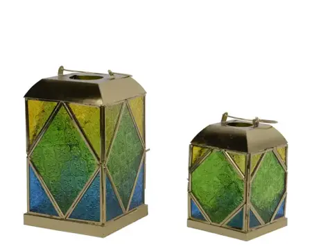 Lantern Glass L12.00-W12.00-H18.00Cm Green