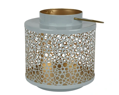 Lantern Iron With Enamel Blue/Gold L.19Cm X W.11Cm X H.20Cm