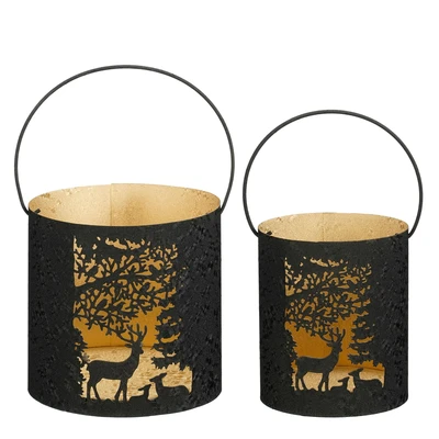Lantern Reindeer Black - H18Xd18Cm