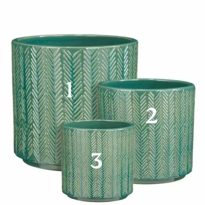 Lariano Pot Round Green Fishbone - H34Xd34Cm