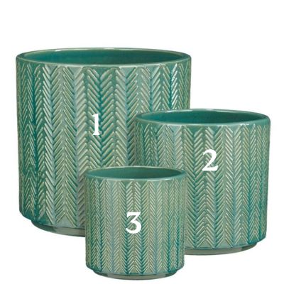 Lariano Pot Round Green Fishbone - H34Xd34Cm