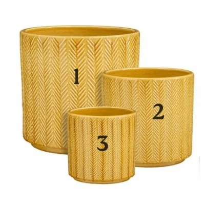 Lariano Pot Round Yellow Fishbone - H29Xd29Cm