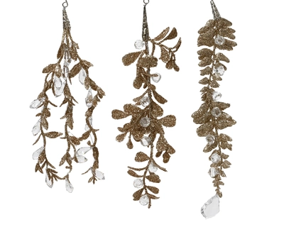 Leaf Plastic Glitter Champagne H12cm