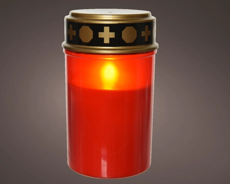 LED Candle Plastic Grave Candle BO  Red/Flame H12.50cm