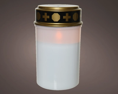 LED Candle Plastic Grave Candle BO  White/Flame H12.50cm