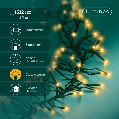 LED Cluster Lights 8 Function Outdoor 1512LED L1350Cm - image 3