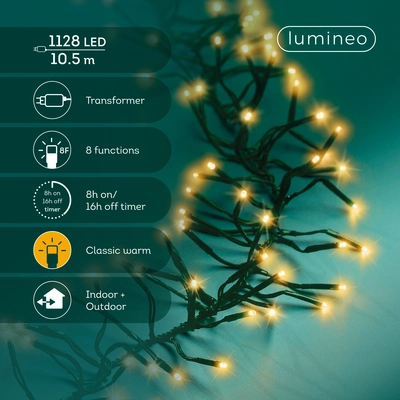 LED Cluster Lights Classic Warm 8 Function Outdoor 1128LED L1000Cm - image 3