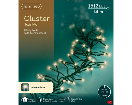 Led Cluster Lights Twinkle Outdoor 1350Cm-1512L Green/Warm White - image 6