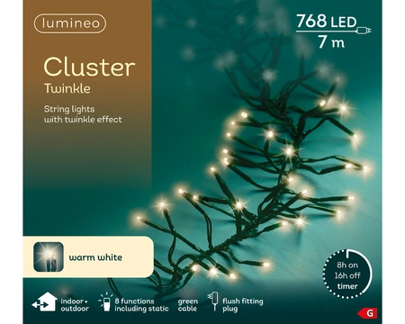 Led Cluster Lights Twinkle  Outdoor 768L Green/Warm White - image 6