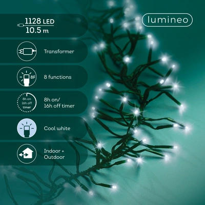 LED Cluster Lights White 8 Function Twinkle Effect Outdoor 1128LED L1000Cm - image 3