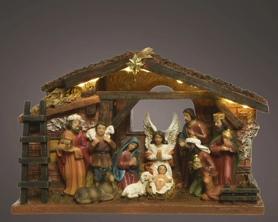 LED Nativity House BO Indoor Multi/WW L.24.3cm x  H.15cm - image 1