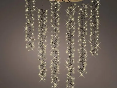 LED Tree Cascade Cluster 8 F Twinkle Black/Warm White L200cm-480L