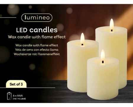 Led Wick Candle Bo Indoor cream/warm white H15cm-1L - image 2