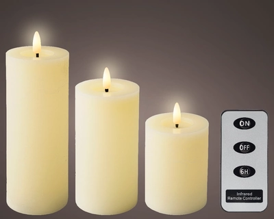 Led Wick Candle Bo Indoor cream/warm white H19cm-1L