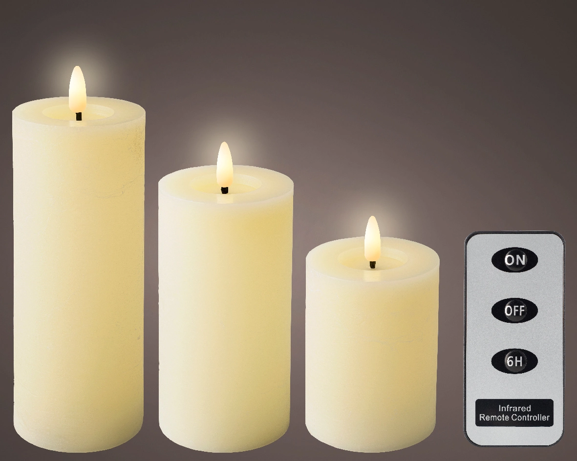 Led Wick Candle Bo Indoor cream/warm white H19cm-1L - Jones Garden Centre