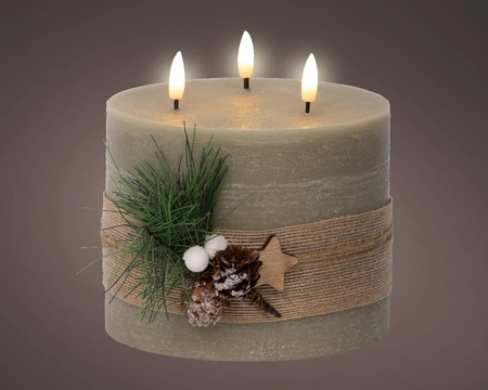 Led Wick Candle Bo Indoor green/warm white dia15-H15cm-3L - image 1