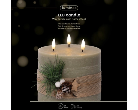 Led Wick Candle Bo Indoor green/warm white dia15-H15cm-3L - image 2