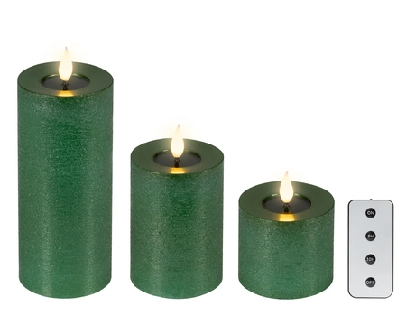 LED Wick Candle BO Indoor Green/WW H.20cm - image 2