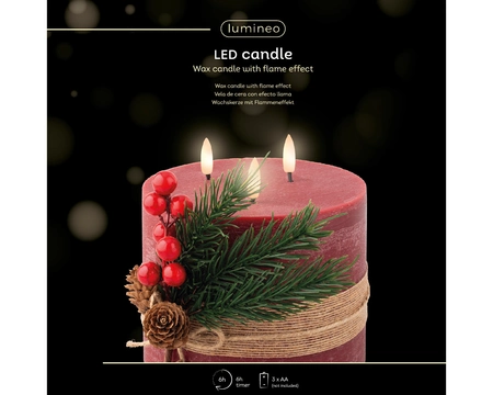 Led Wick Candle Bo Indoor oxblood/warm white dia15-H15cm-3L - image 2