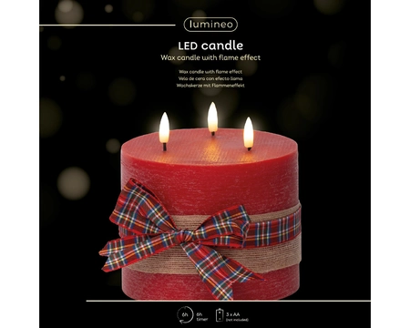 Led Wick Candle Bo Indoor red/warm white dia15-H15cm-3L - image 2