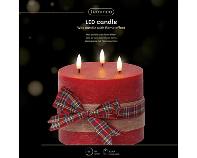 Led Wick Candle Bo Indoor red/warm white dia15-H15cm-3L - image 2