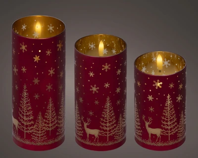 LED Wick Candle BO Indoor Red/WW H.17.5cm - image 1