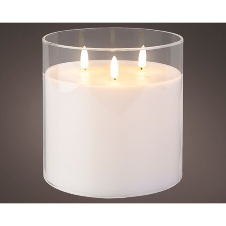 Led Wick Candle Glass Cylinder Bo Outdoor H15.00cm-3L Clear