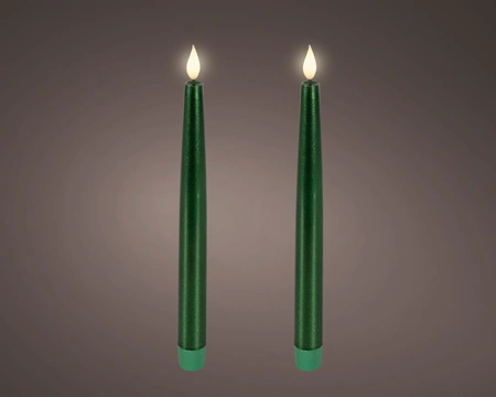 LED Wick Dinner Candle BO Indoor Green/WW H.24.5cm - image 1