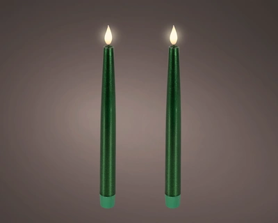 LED  Wick Dinner Candle BO Indoor Green/WW H.24.5cm - image 1