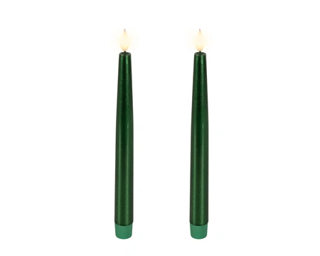 LED Wick Dinner Candle BO Indoor Green/WW H.24.5cm - image 2