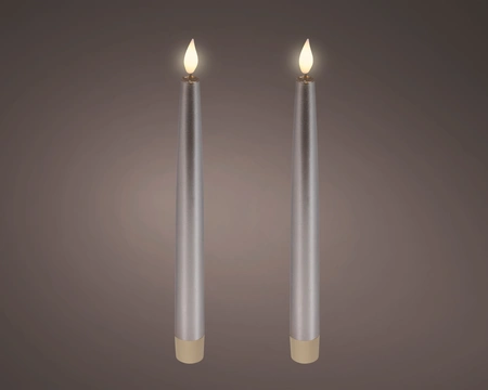 LED Wick Dinner Candle BO Indoor Light Grey/WW H.24.5cm - image 1