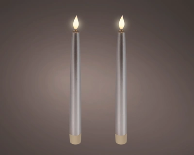 LED  Wick Dinner Candle BO Indoor Light Grey/WW H.24.5cm - image 1
