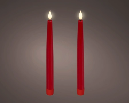 LED Wick Dinner Candle BO Indoor Red/WW H.24.5cm - image 1