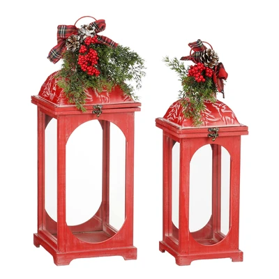 Longford Lantern Red Fsc   L25Xw25Xh65Cm