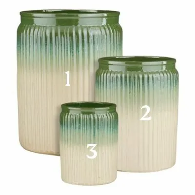 Lugano Pot Round Green Two-Tone - H40Xd29Cm