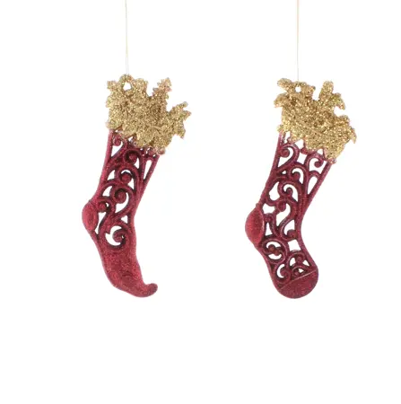 LVR 15Cm 2 Asstd Burgundy Glitter Stockings