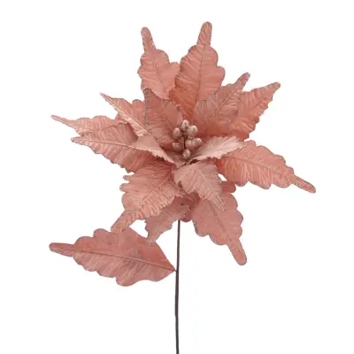 LVR 85Cm Light Frosted Pink Poinsettia Stem