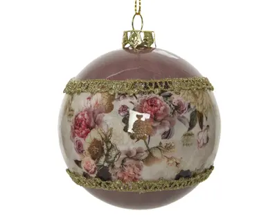 LVR Bauble Foam Shiny Champagne Gold Ribbon Assorted