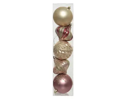 LVR Bauble Shatterproof Sh-Mt-Gl Mix Assorted