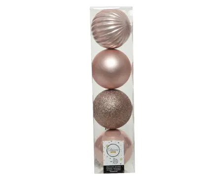 LVR Bauble Shatterproof Shiny-Matt-Glitter Mix Blush Pink - image 1
