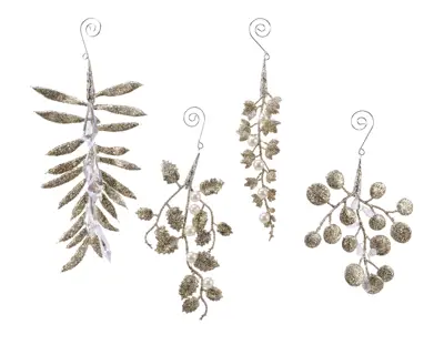 LVR Leaf Plastic With Glitter With Pearl With Acrylic 4Ass Gold