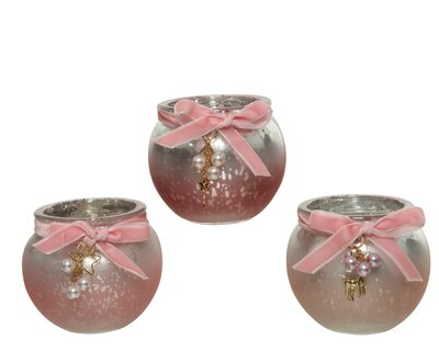 LVR Tealightholder Glass Matt 3Col Ass Assorted