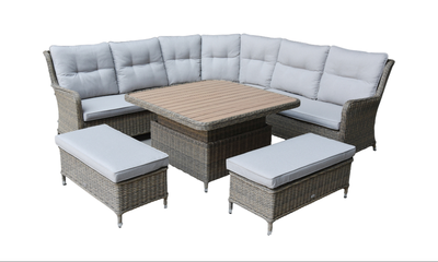 Lyra Corner Modular Set with 140x80cm Rectangular Adjustable Table with Dining C - image 3