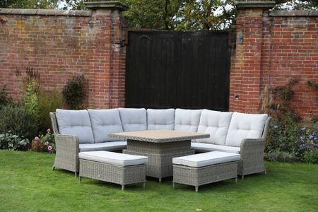 Lyra Corner Modular Set with 140x80cm Rectangular Adjustable Table with Dining C - image 1